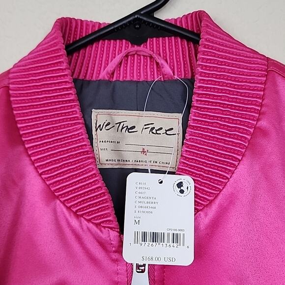 Free People Silky Hot Pink Echo Bomber Jacket - Picture 6 of 7